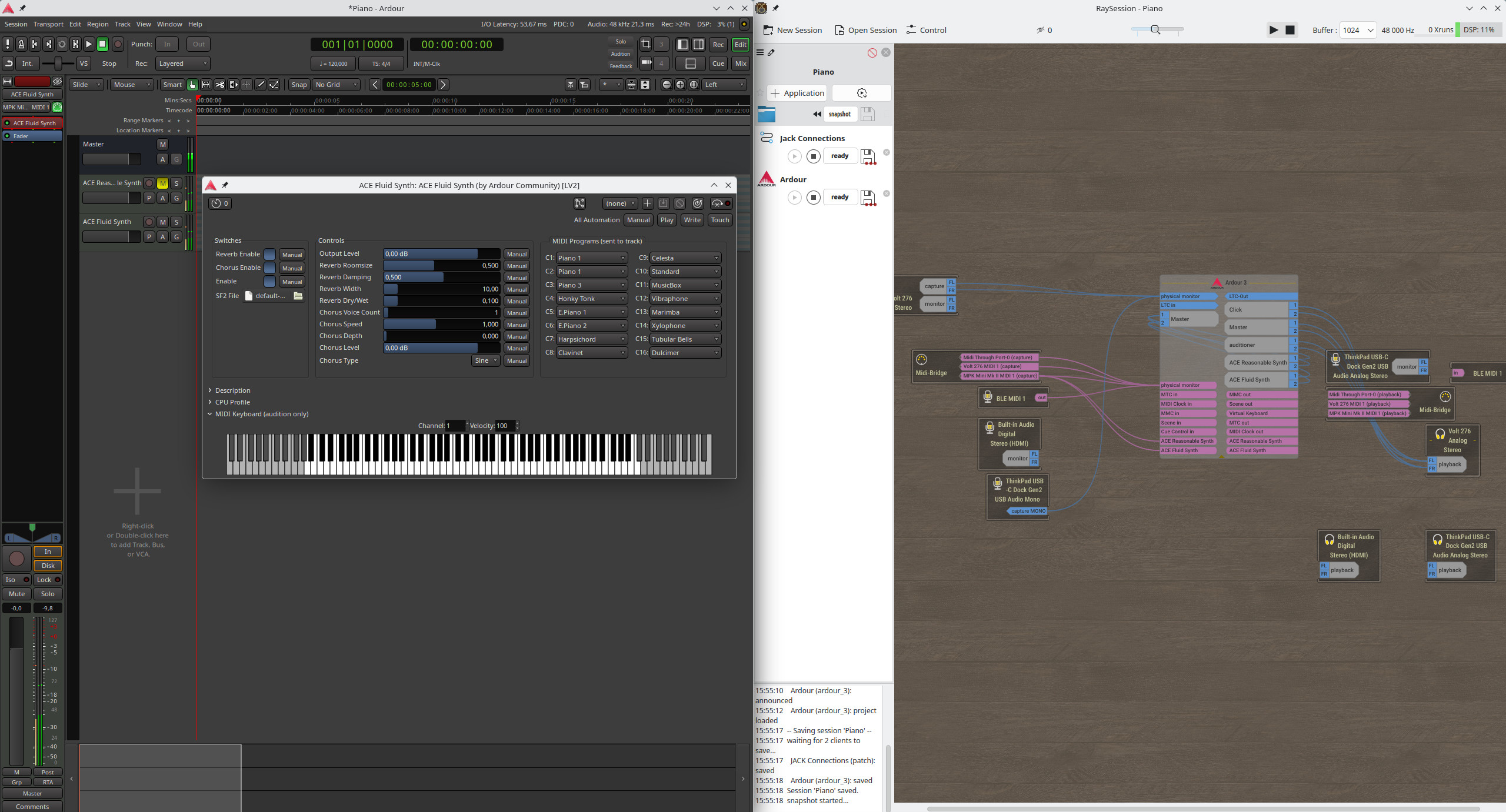 Ardour and a Piano